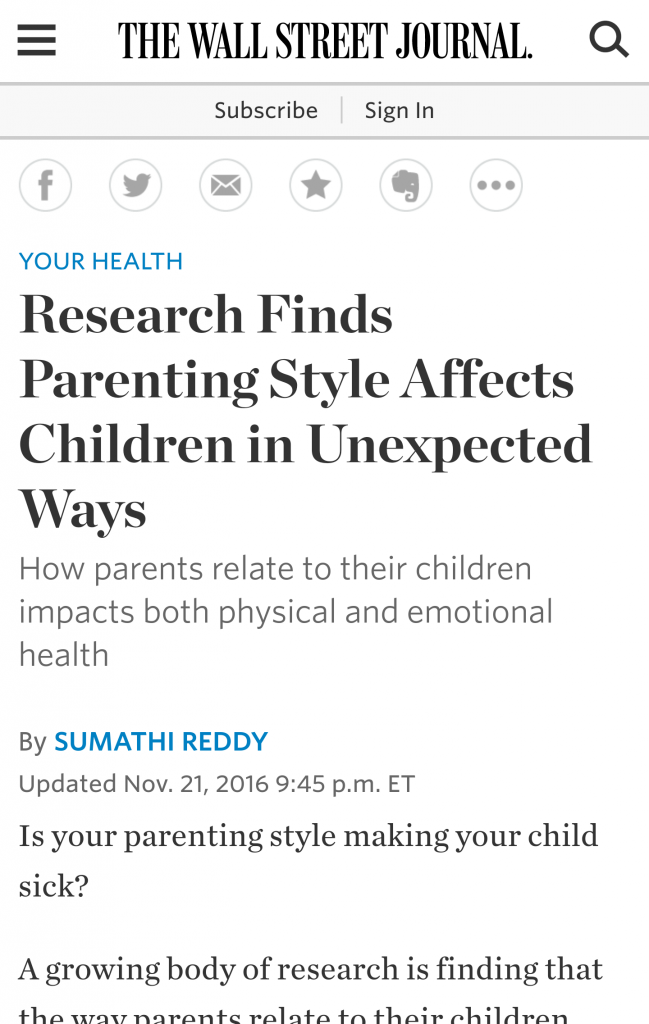Article in the Wall Street Journal Health section on Byrne, et al. paper in Journal of Family Psychology (https://www.ncbi.nlm.nih.gov/pubmed/27819440)